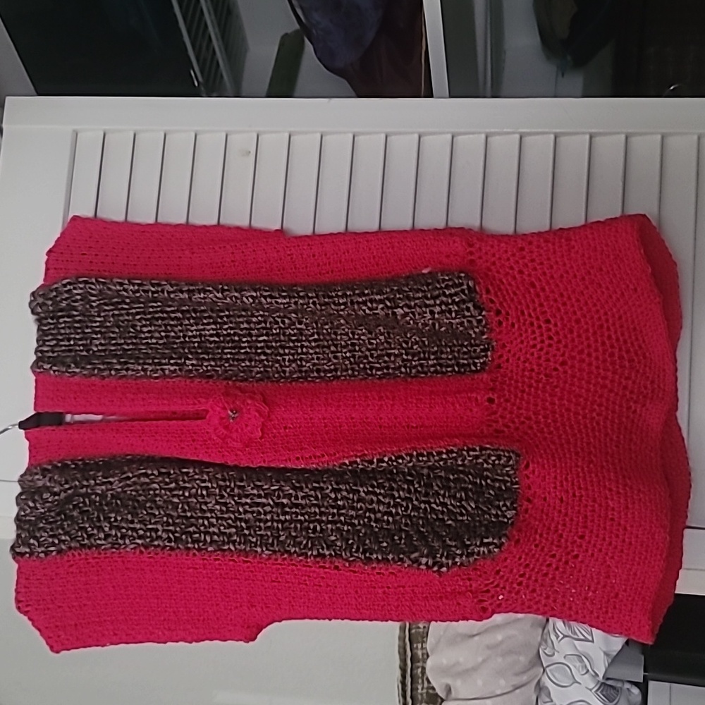 Women's Red and Brown Knit Vest// FOR CLOSET CLOSING ONLY